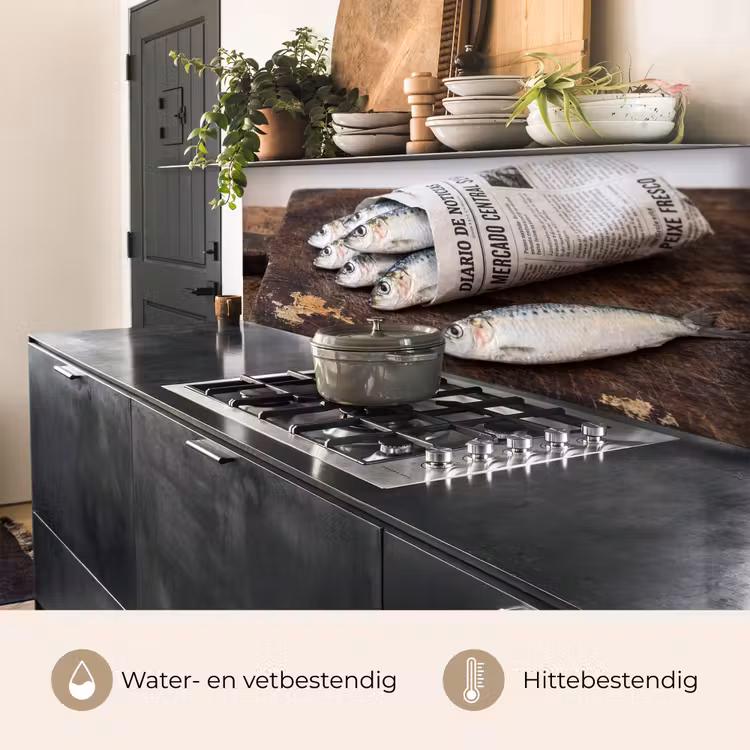 Keuken achterwand - Sardientje - krant - snijplank — 5
