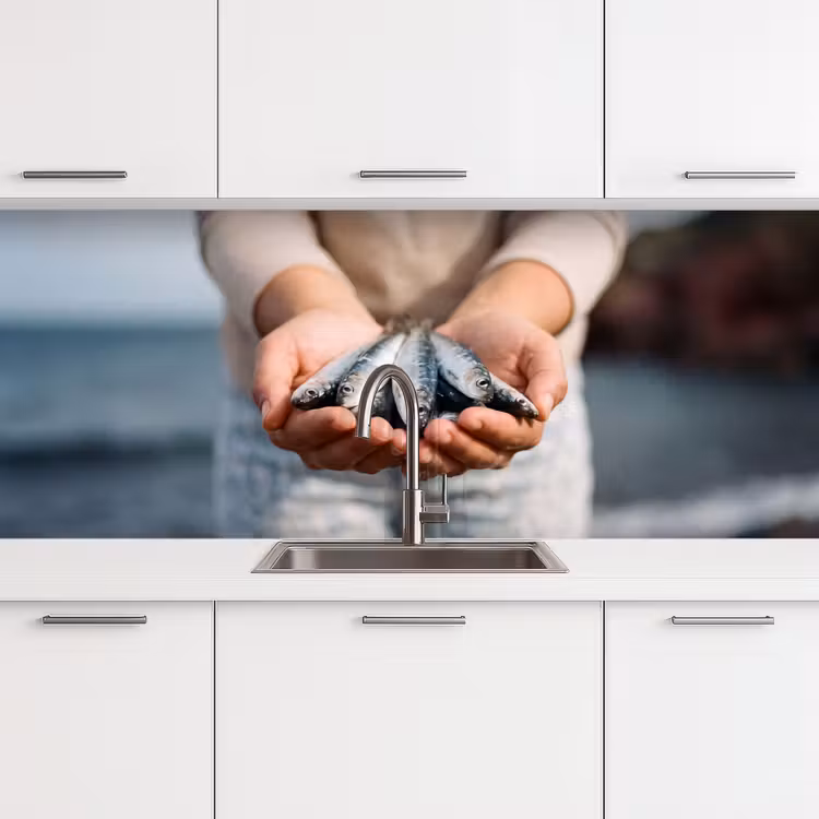 Keuken achterwand - Vis - Handen - Natuur — 4