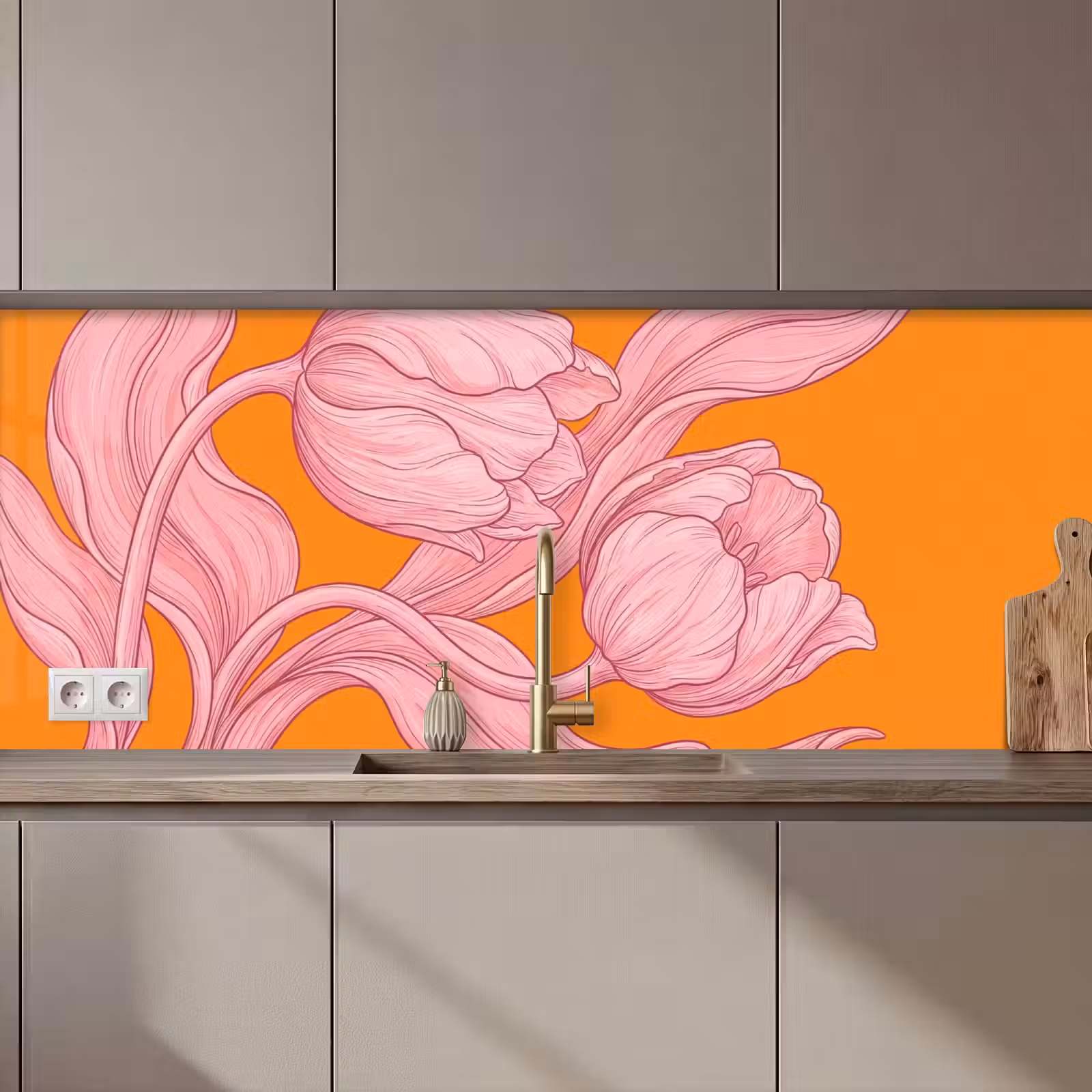Keuken achterwand - Roze bloemen - Modern — 1