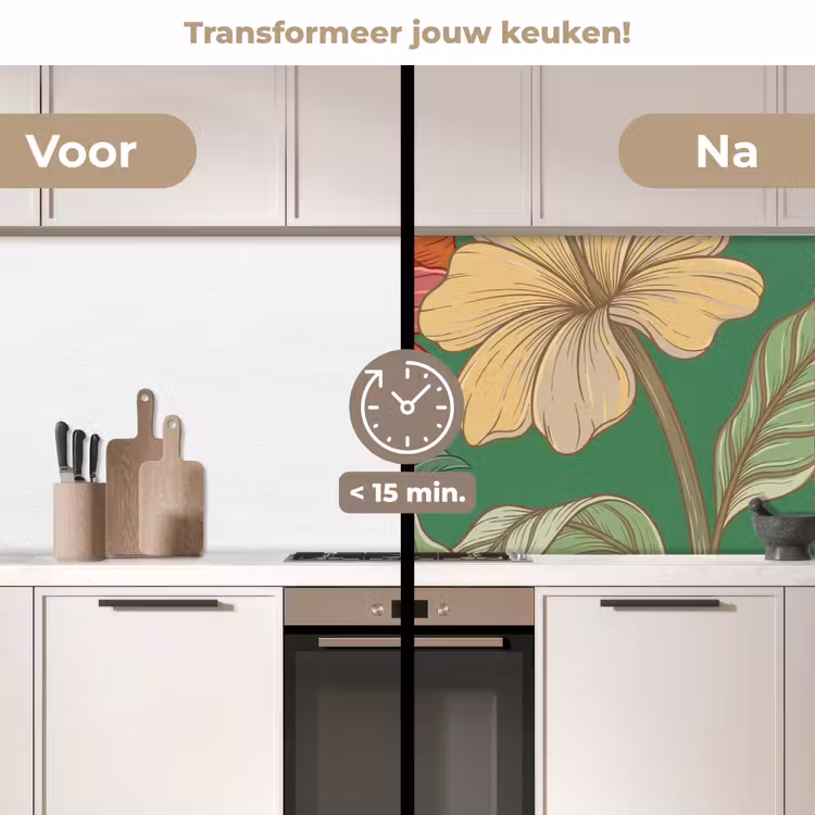 Keuken achterwand - Bloemen - Groen - Illustratie — 3