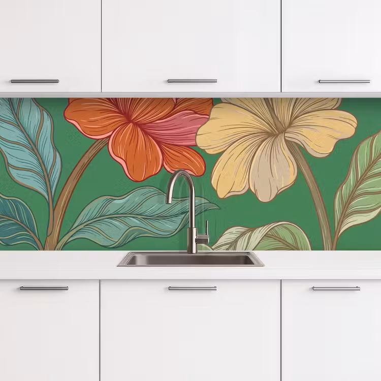 Keuken achterwand - Bloemen - Groen - Illustratie — 4