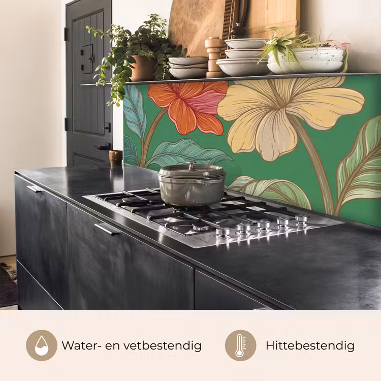 Keuken achterwand - Bloemen - Groen - Illustratie — 5
