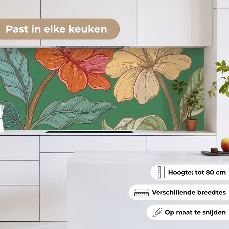 Keuken achterwand - Bloemen - Groen - Illustratie — 7