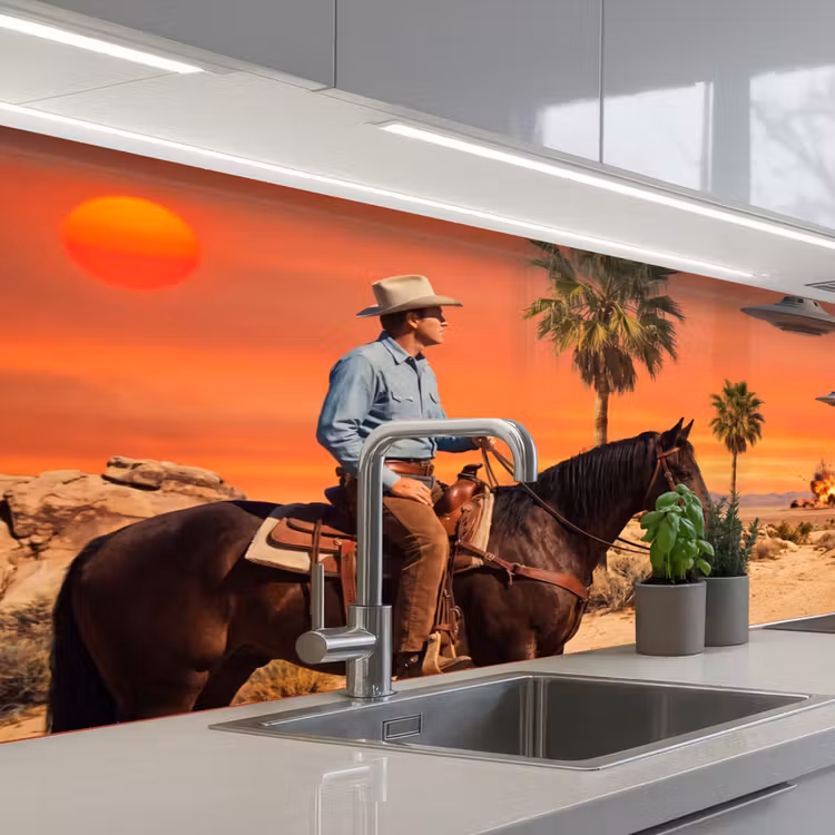 Keuken achterwand - Cowboy - Paard - Woestijn — 2