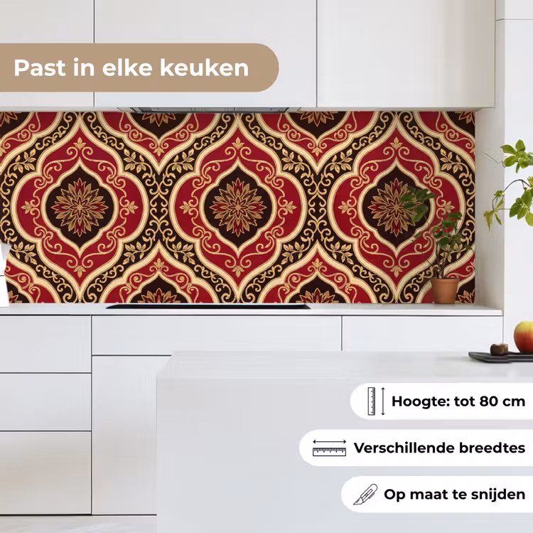 Keuken achterwand - Patroon - Ornament - Barok - Rood - Goud — 7