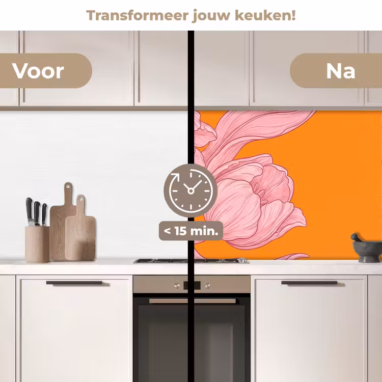 Keuken achterwand - Roze bloemen - Modern — 3
