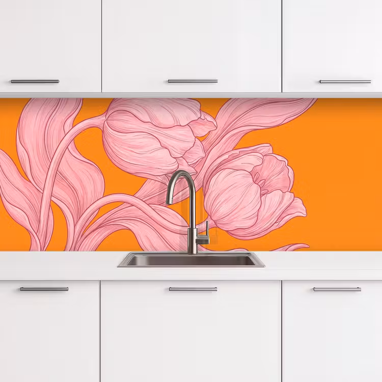 Keuken achterwand - Roze bloemen - Modern — 4