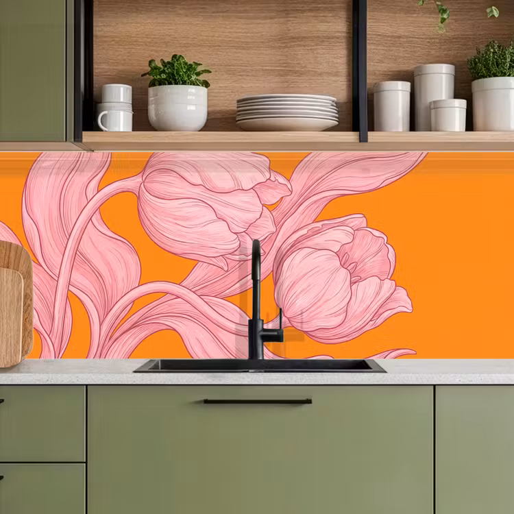 Keuken achterwand - Roze bloemen - Modern — 8