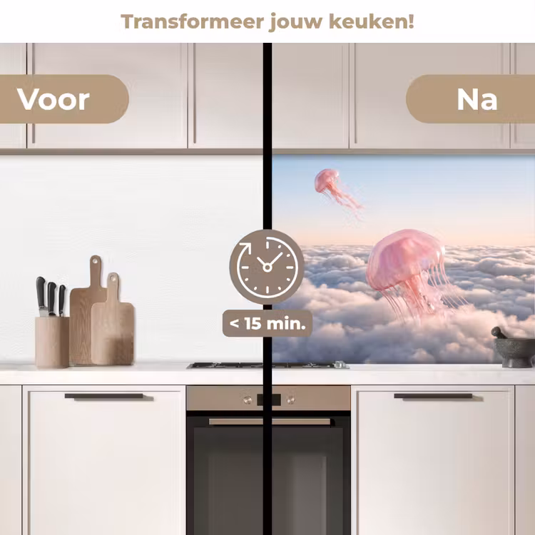 Keuken achterwand - Roze dier - Wolken — 3