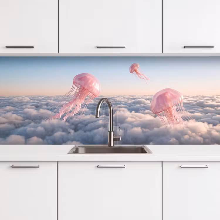 Keuken achterwand - Roze dier - Wolken — 4