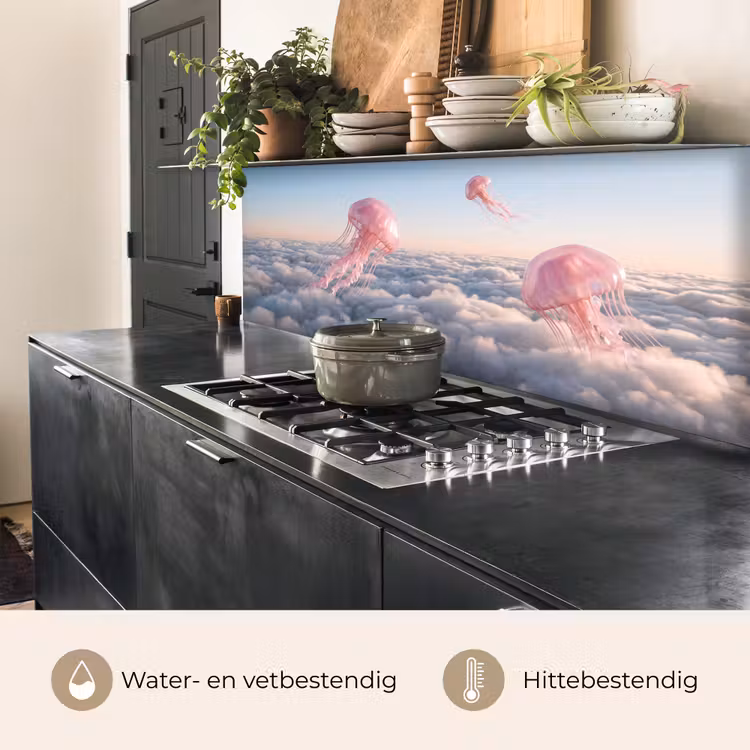 Keuken achterwand - Roze dier - Wolken — 5