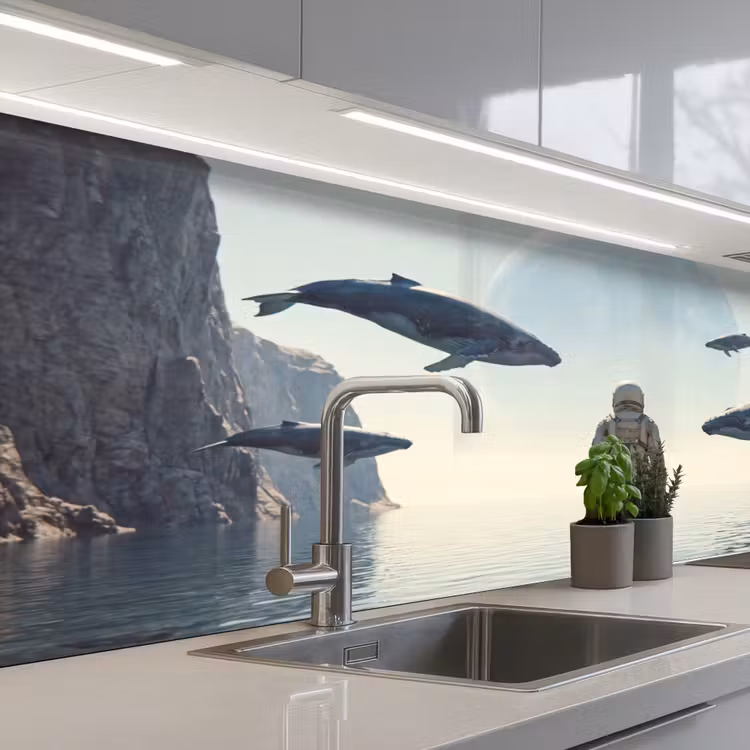 Keuken achterwand - Ruimtevaarder - Walvis - Fantasie — 2