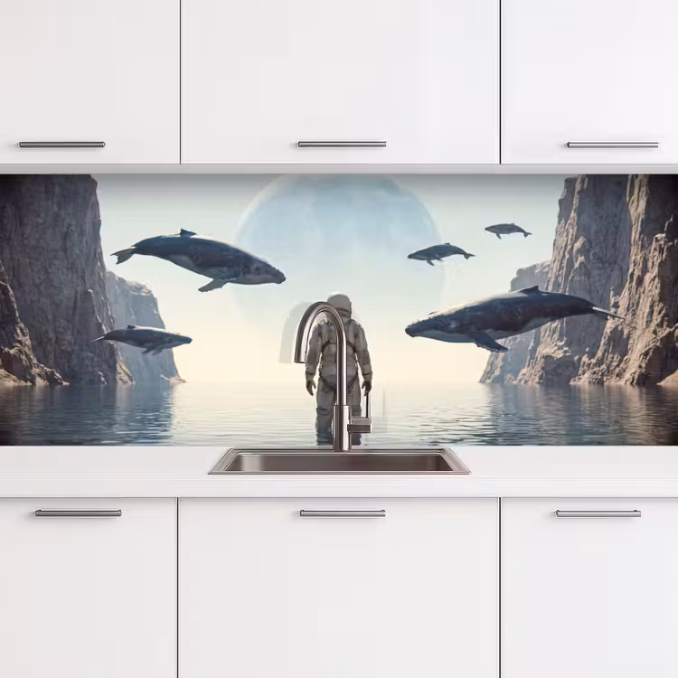 Keuken achterwand - Ruimtevaarder - Walvis - Fantasie — 4