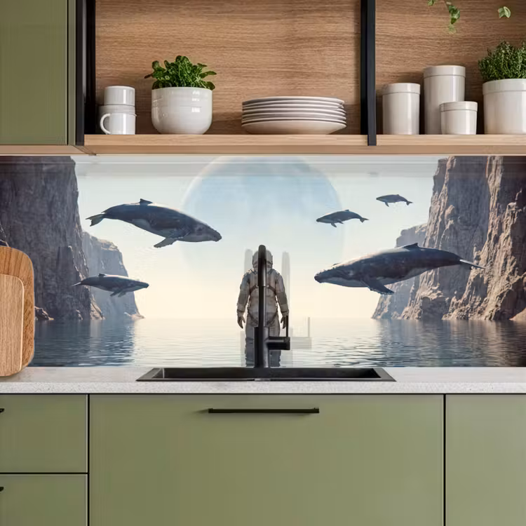 Keuken achterwand - Ruimtevaarder - Walvis - Fantasie — 8