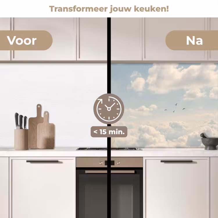Keuken achterwand - Vrouwen - Duikhouding - Wolken — 3