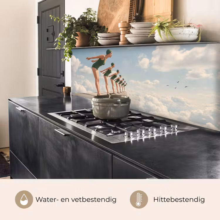 Keuken achterwand - Vrouwen - Duikhouding - Wolken — 5