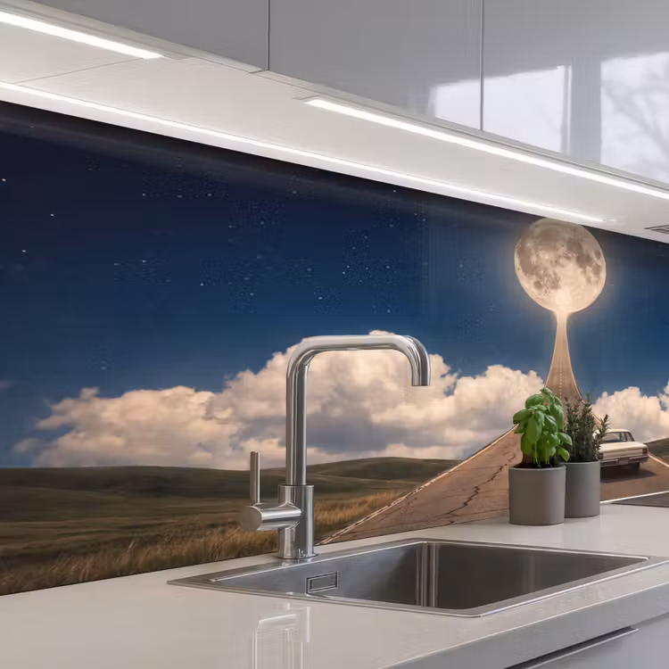 Keuken achterwand - Weg - Maan - Nacht — 2