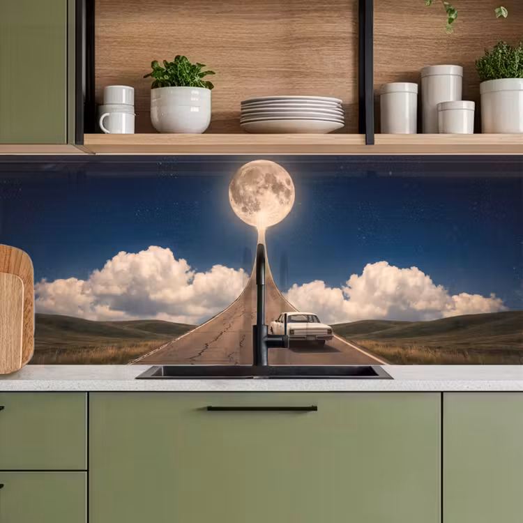 Keuken achterwand - Weg - Maan - Nacht — 8