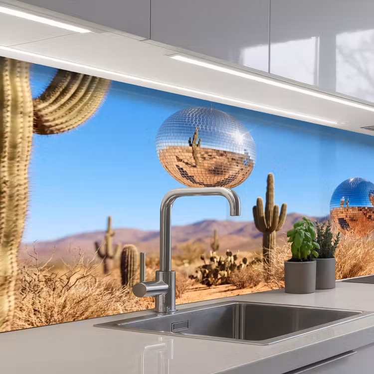 Keuken achterwand - Woestijn - Spiegelbal - Kunst — 2