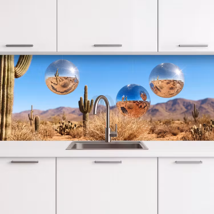 Keuken achterwand - Woestijn - Spiegelbal - Kunst — 4