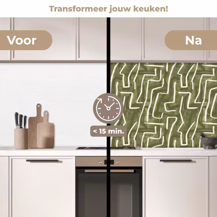 Keuken achterwand - Groen - Abstract - Penseelstreken - Patroon — 3