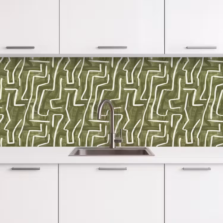 Keuken achterwand - Groen - Abstract - Penseelstreken - Patroon — 4