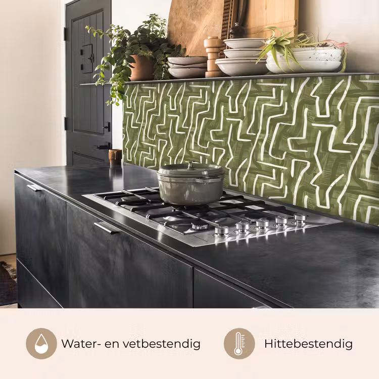 Keuken achterwand - Groen - Abstract - Penseelstreken - Patroon — 5