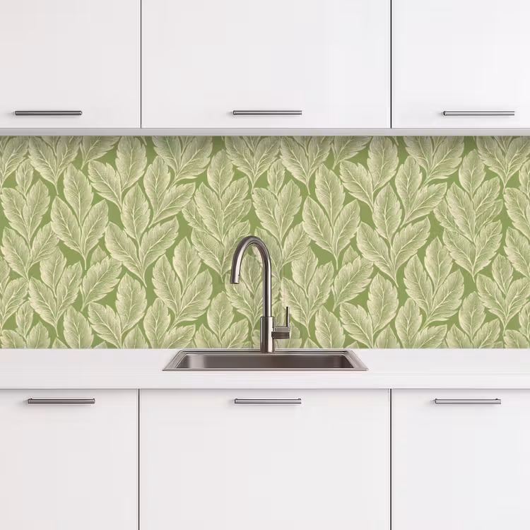 Keuken achterwand - Groen - Botanisch - Bladeren - Vintage - Patroon — 4