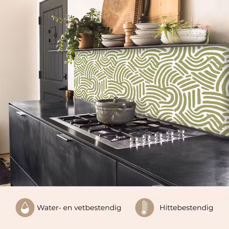 Keuken achterwand - Saliegroen - Abstract - Bogen - Handgetekend - Patroon — 5