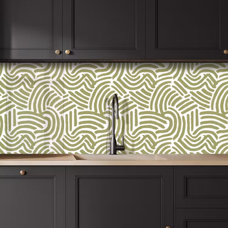 Keuken achterwand - Saliegroen - Abstract - Bogen - Handgetekend - Patroon — 6