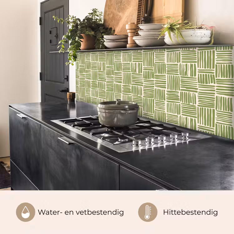 Keuken achterwand - Saliegroen - Blokken - Handgetekend - Patroon — 5