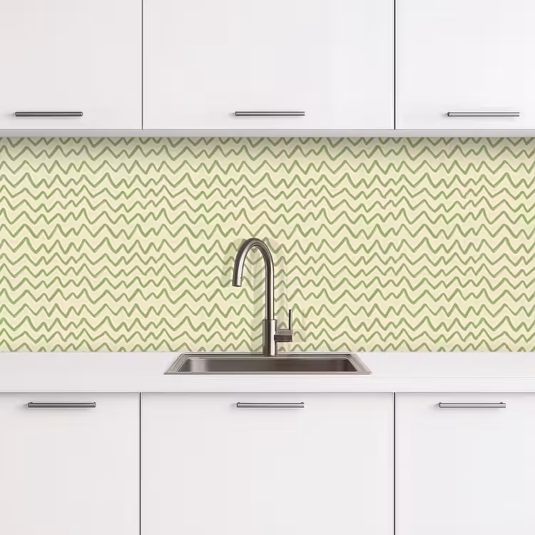 Keuken achterwand - Saliegroen - Zigzag - Handgetekend - Patroon — 4