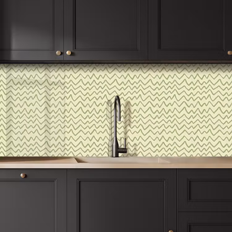 Keuken achterwand - Saliegroen - Zigzag - Handgetekend - Patroon — 6