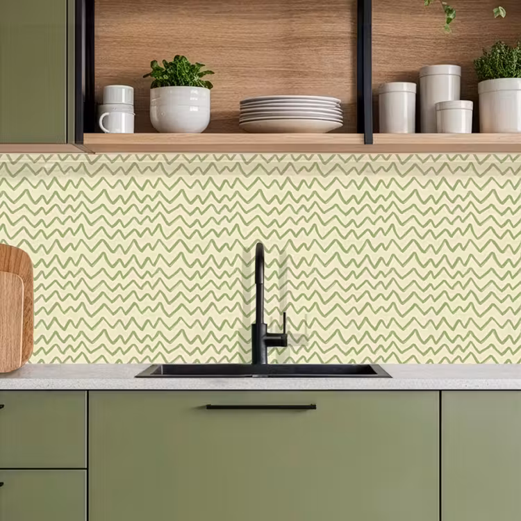 Keuken achterwand - Saliegroen - Zigzag - Handgetekend - Patroon — 8