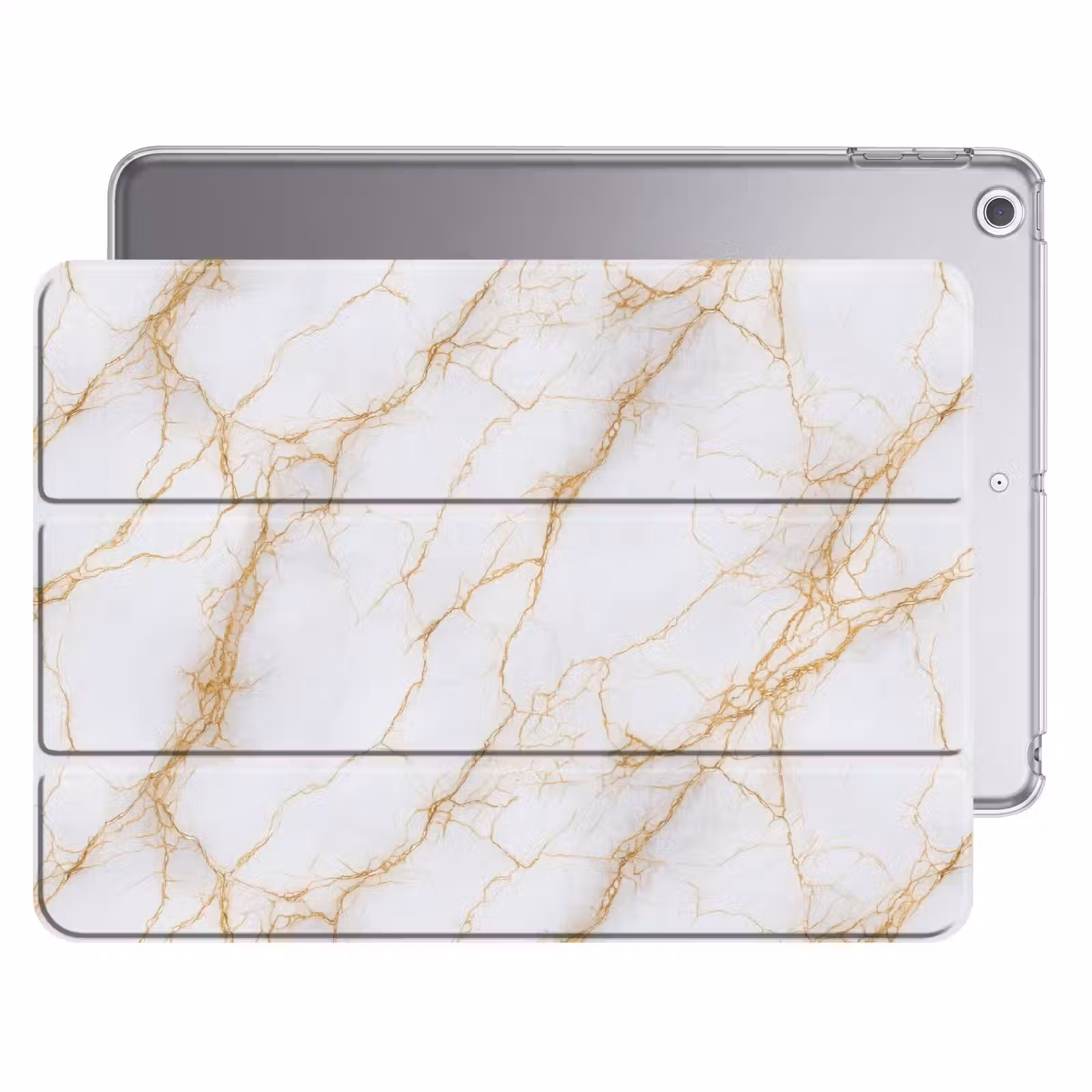 iPad hoes - Wit - Goud - Marmer - Aders — 1