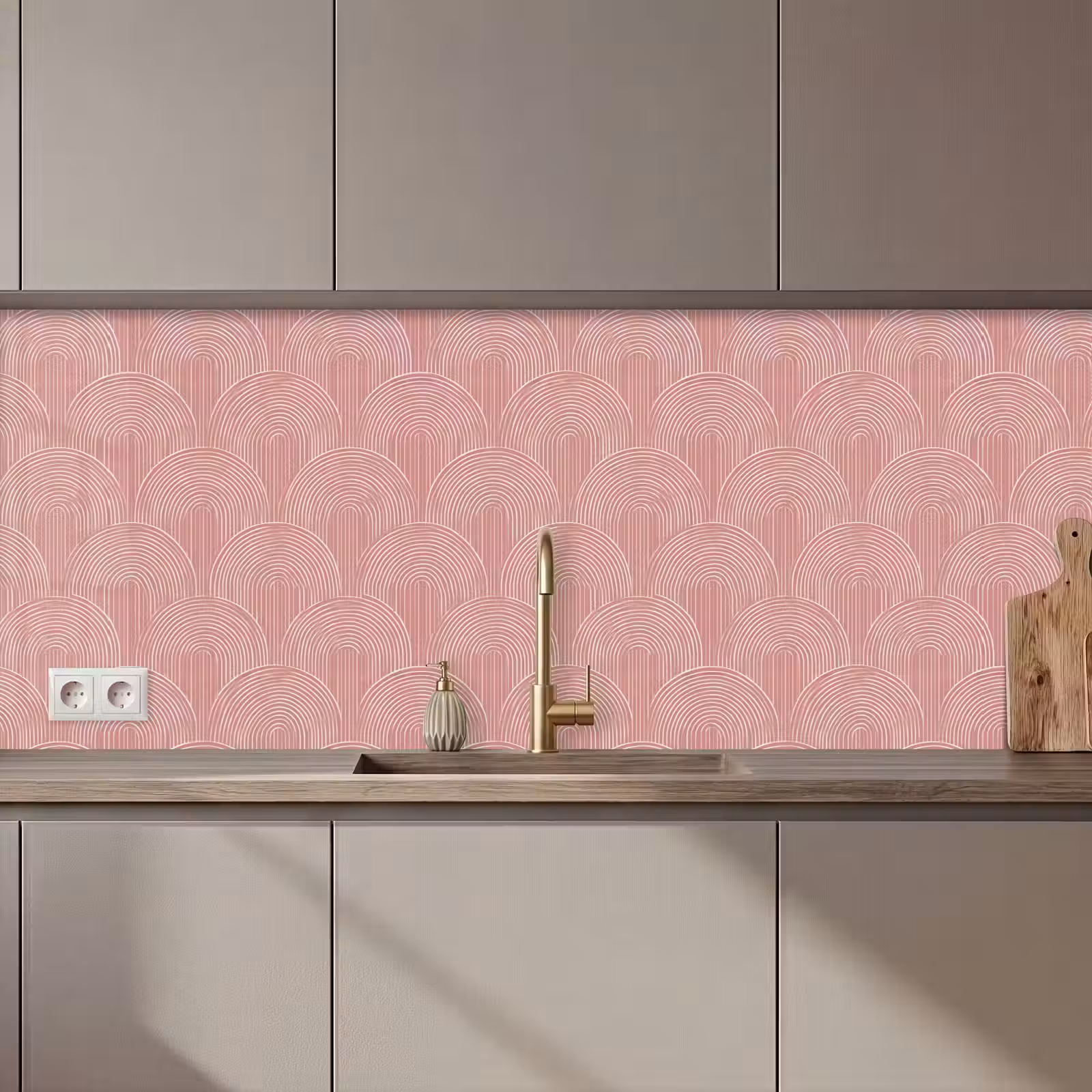 Keuken achterwand - Oudroze - Bogen - Deco - Lijnen — 1
