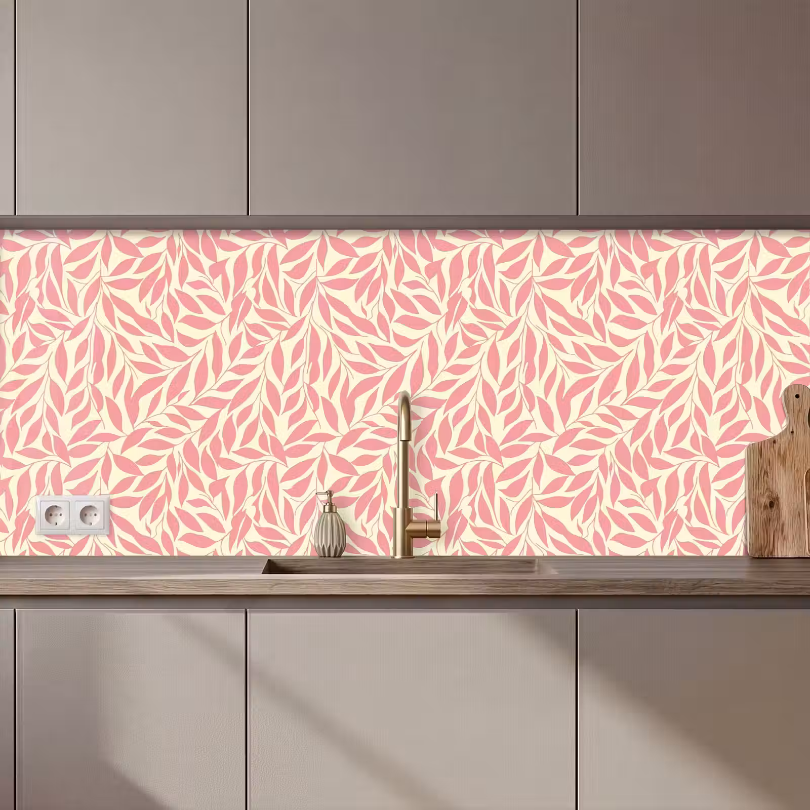 Keuken achterwand - Roze - Bladeren - Dynamisch - Patroon — 1