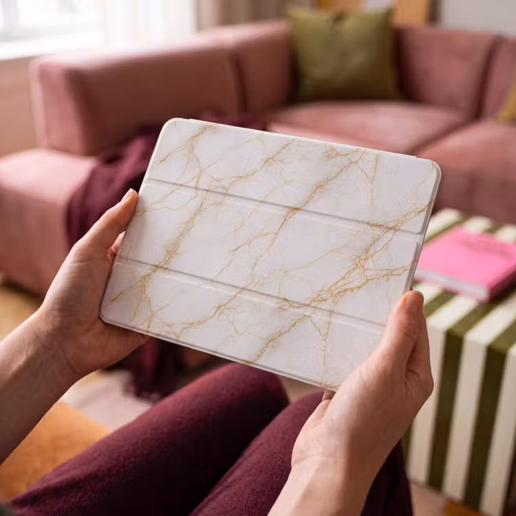 iPad hoes - Wit - Goud - Marmer - Aders — 3
