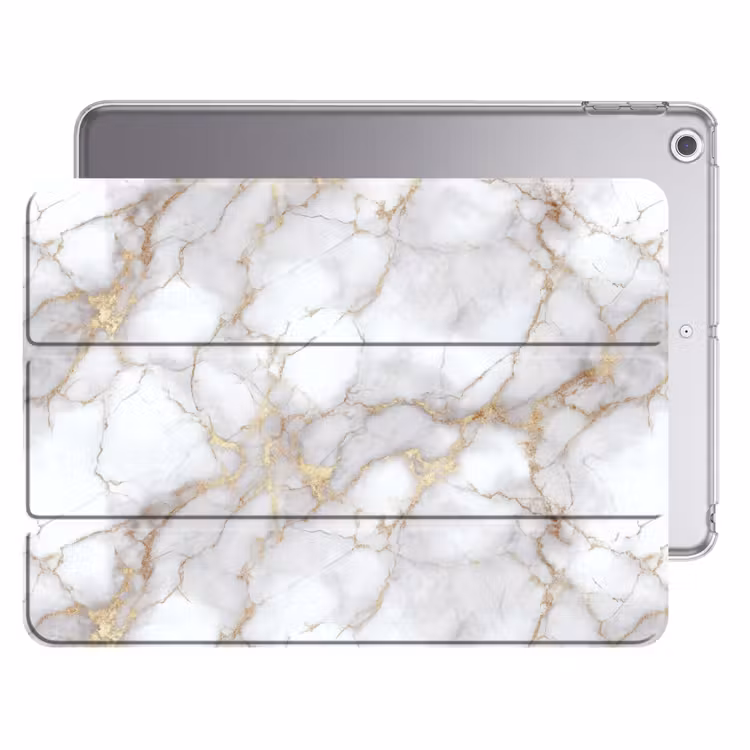 iPad hoes - Wit - Goud - Marmer - Grijs — 1