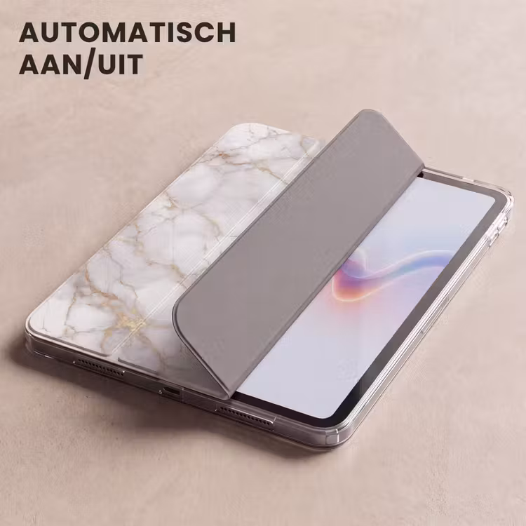 iPad hoes - Wit - Goud - Marmer - Grijs — 4