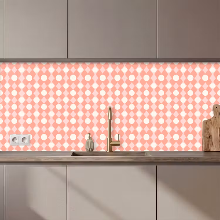 Keuken achterwand - Koraal - Retro - Geometrisch - Patroon — 1