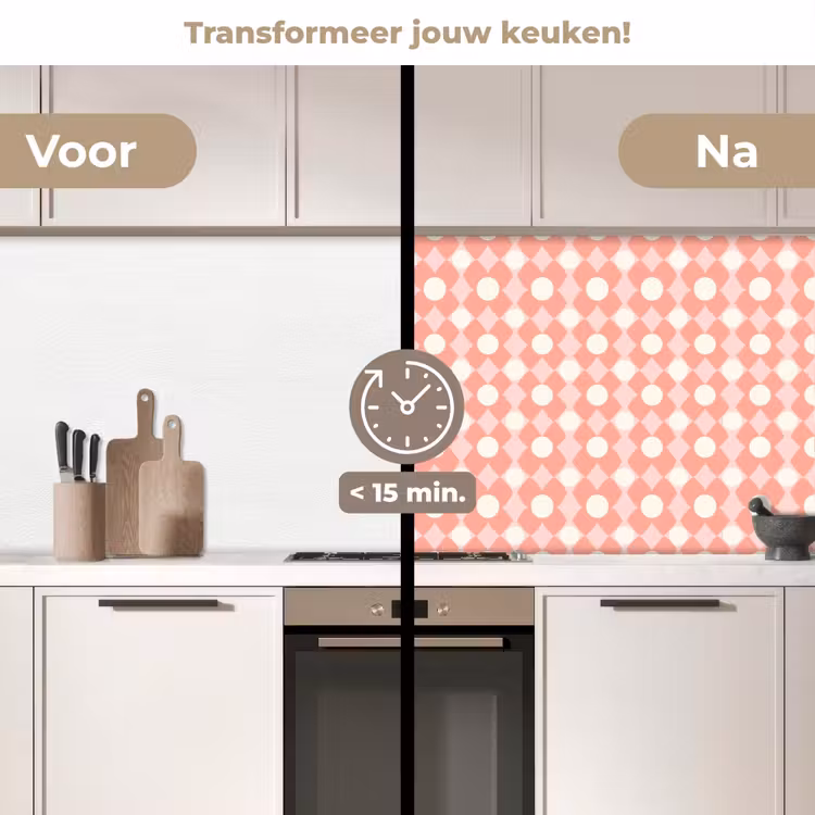 Keuken achterwand - Koraal - Retro - Geometrisch - Patroon — 3