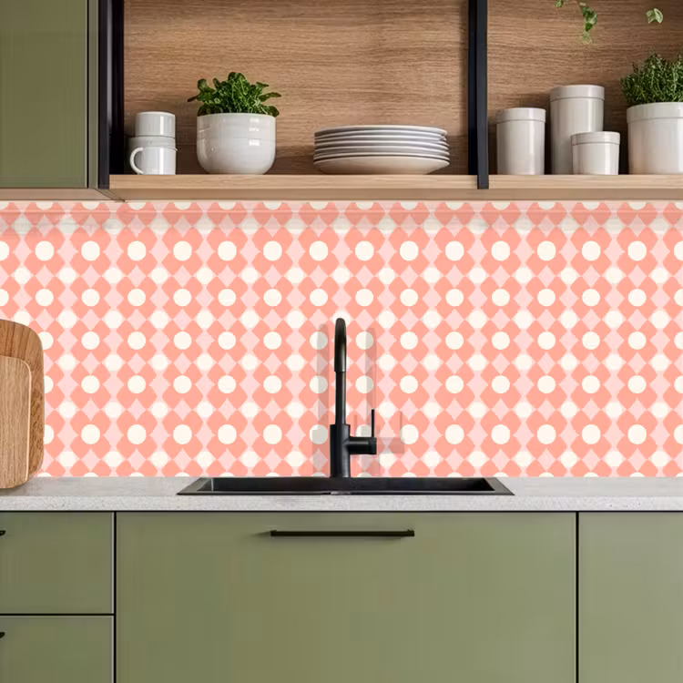 Keuken achterwand - Koraal - Retro - Geometrisch - Patroon — 8