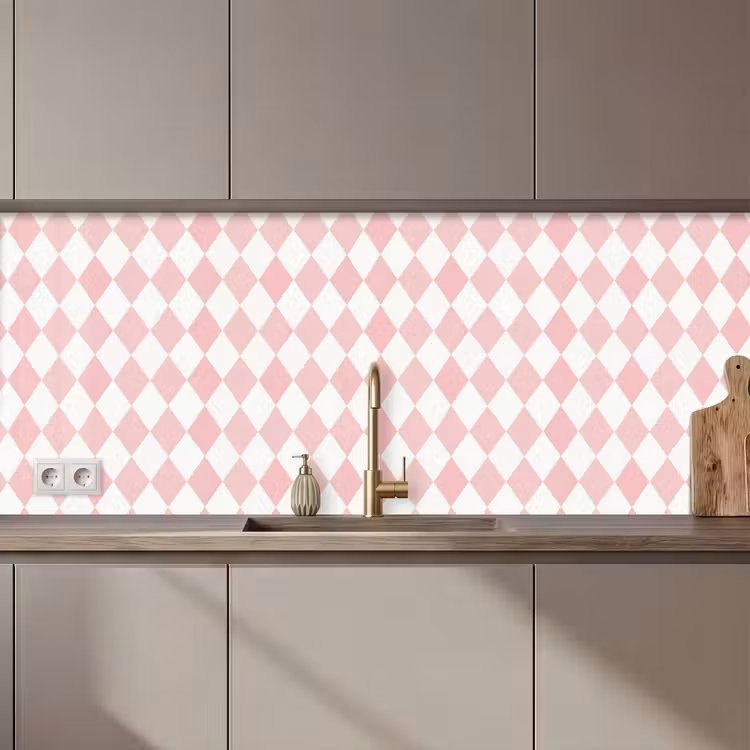 Keuken achterwand - Lichtroze - Ruiten - Geometrisch - Patroon — 1