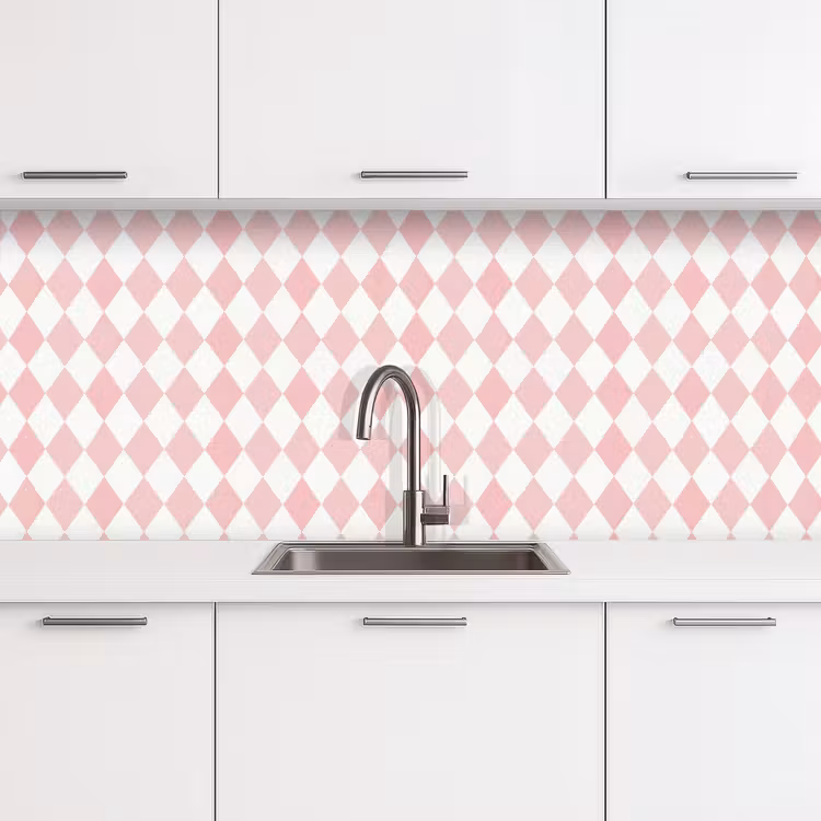 Keuken achterwand - Lichtroze - Ruiten - Geometrisch - Patroon — 4
