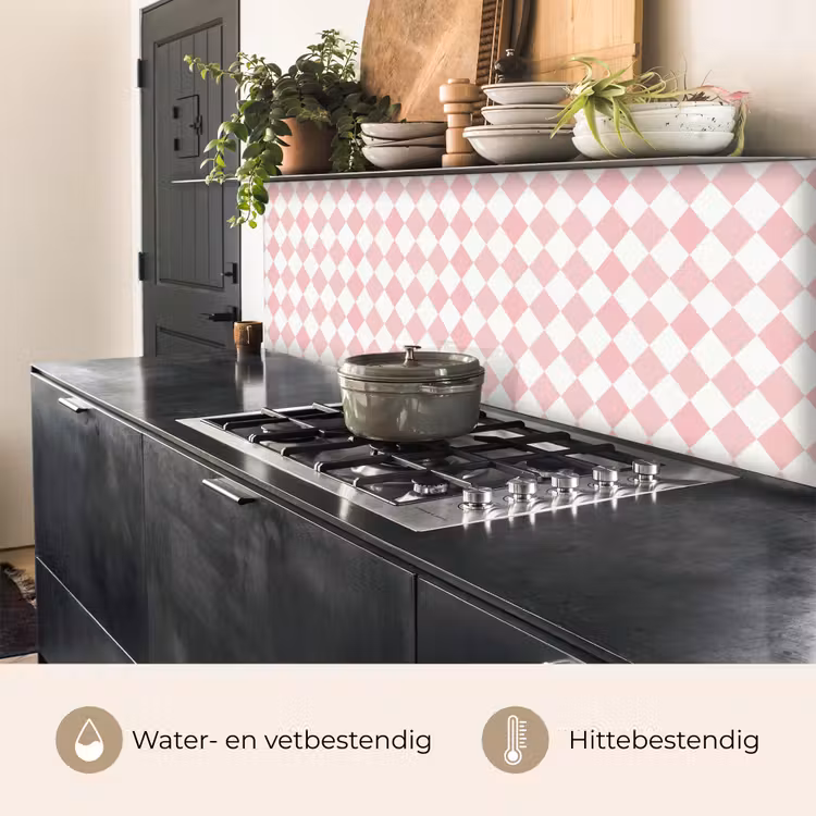 Keuken achterwand - Lichtroze - Ruiten - Geometrisch - Patroon — 5