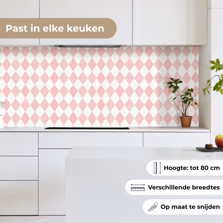 Keuken achterwand - Lichtroze - Ruiten - Geometrisch - Patroon — 7