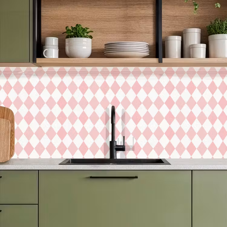 Keuken achterwand - Lichtroze - Ruiten - Geometrisch - Patroon — 8