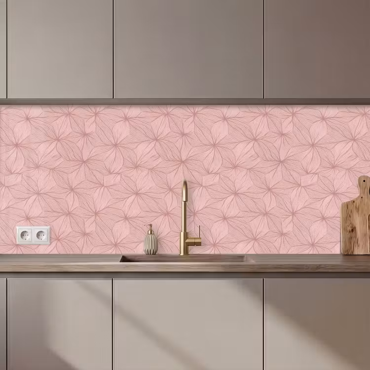Keuken achterwand - oederroze - Bloemen - Reliëf - Textuur — 1