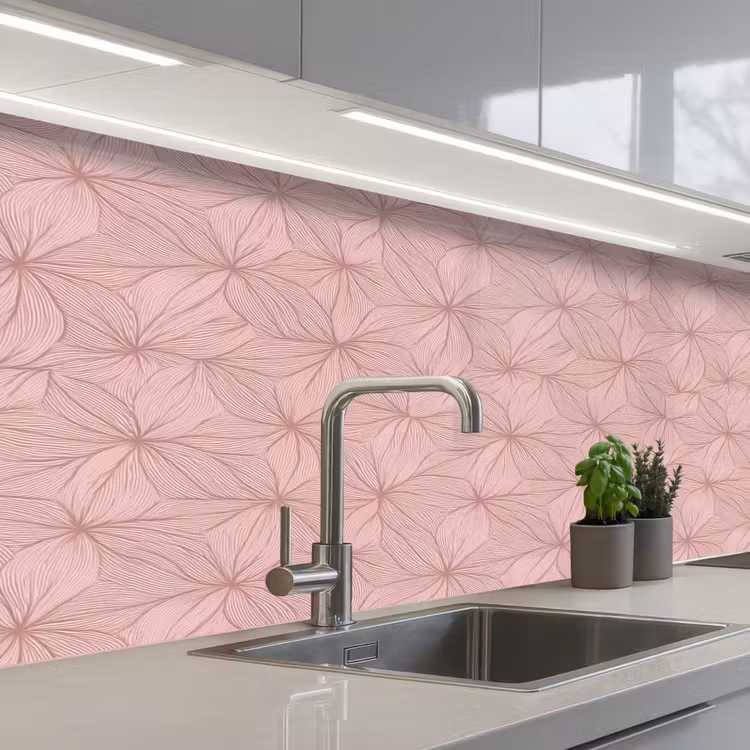 Keuken achterwand - oederroze - Bloemen - Reliëf - Textuur — 2